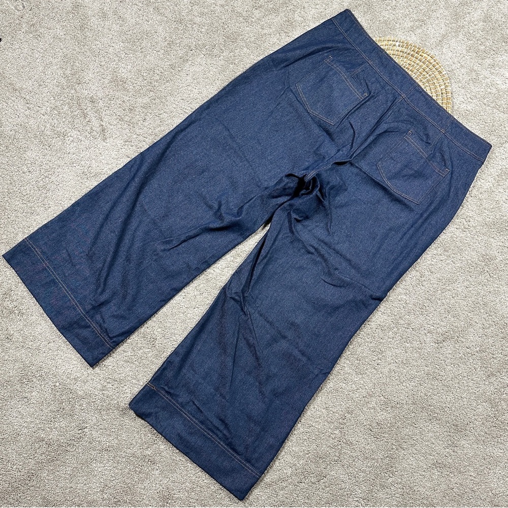 Smak Parlour Strawberry Blossom Embroidered Denim Wide Leg Pants High Rise 4X - Picture 7 of 16